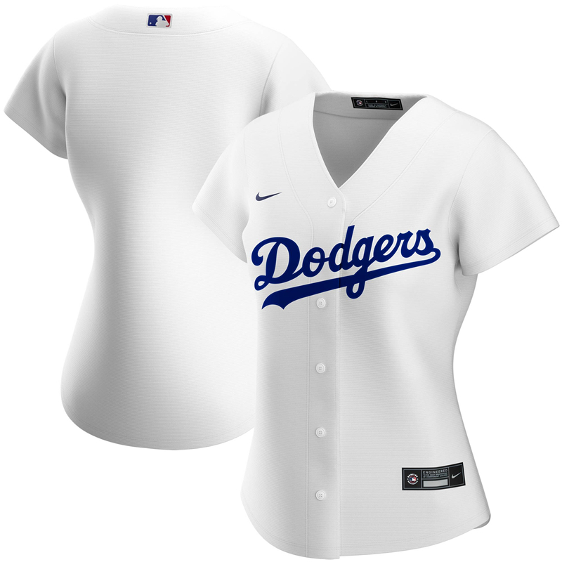 2020 MLB Women Los Angeles Dodgers Nike White Home 2020 Replica Team Jersey 1->customized mlb jersey->Custom Jersey